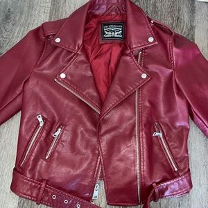 NEVER WORN LEVIS RED FAUX LEATHER JACKET